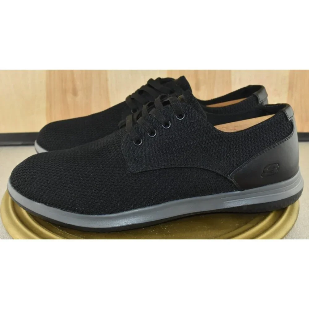 Skechers Darlow Velago Men Shoes Size 11 Black Knit Oxford Casual Round‎ Toe